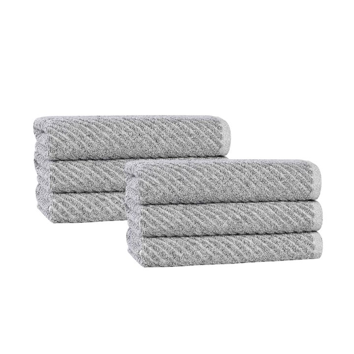 Cotton Blend Ribbed Hand Towels Set of 6, Soft Quick Dry Absorbent Towels for Daily Use