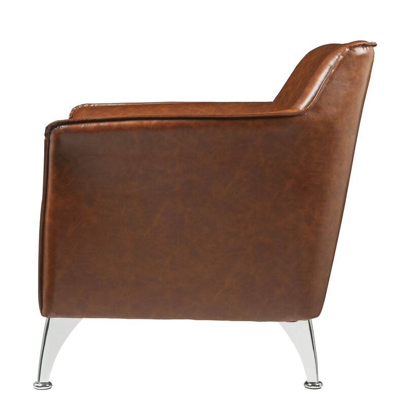 Leatherette Accent Chair with Track Armrest and Welt Trim Details