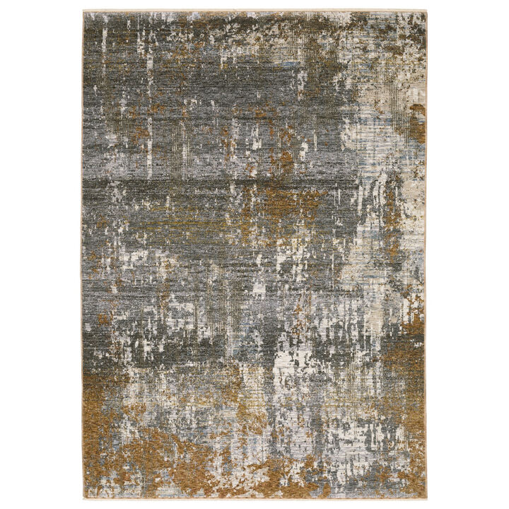 HomeRoots Abstract Area Rug With Fringe
