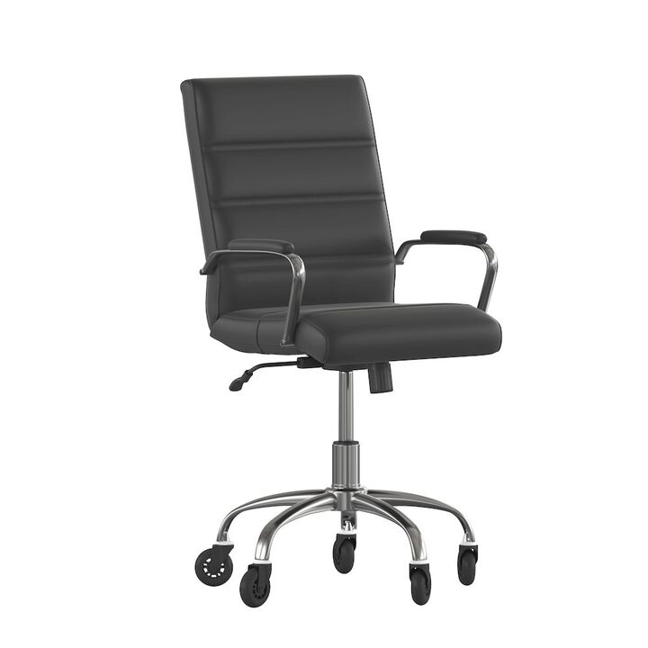 Flash Furniture Mid-Back Black Executive Swivel Office Chair with Chrome Frame, Arms,