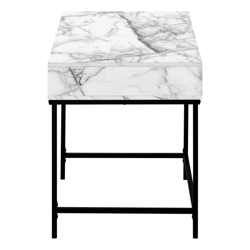 HomeRoots 47" White and Black Wood and Metal H-Shape Computer Desk With Two Drawers image number 2