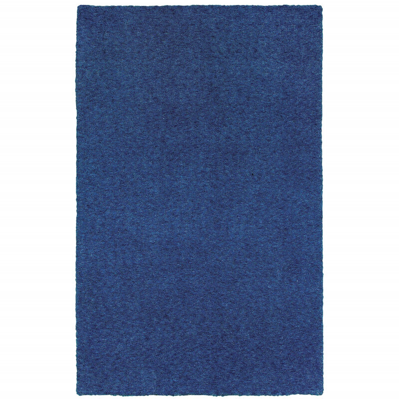 8 X 11 Deep Blue Shag Tufted Handmade Stain Resistant Area Rug