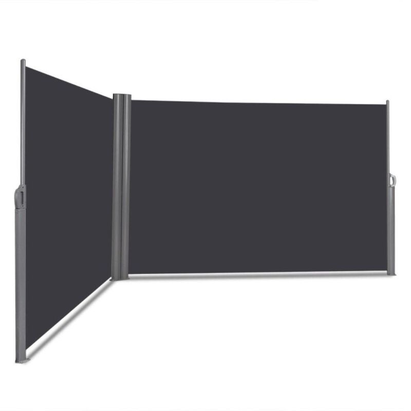 Hivvago Patio Retractable Double Folding Side Awning Screen Divider