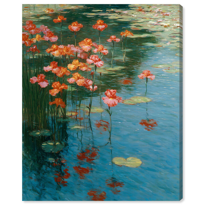Irises in the Pond I Floral and Botanical Canvas Print by Art Remedy