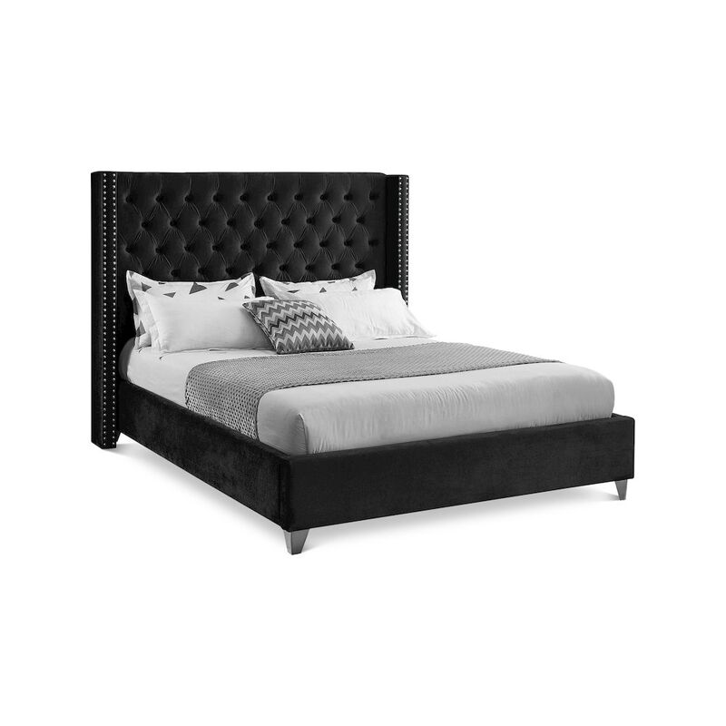 Meridian Furniture Aiden Black Velvet King Bed