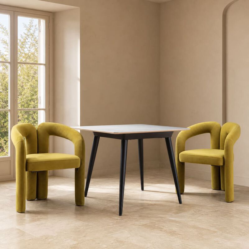 GOODSILO Contemporary Upholstered Barrel Accent Dining Armchairs, Seating for Living Room, Kitchen, Dining Spaces, Set of 2 image number 2