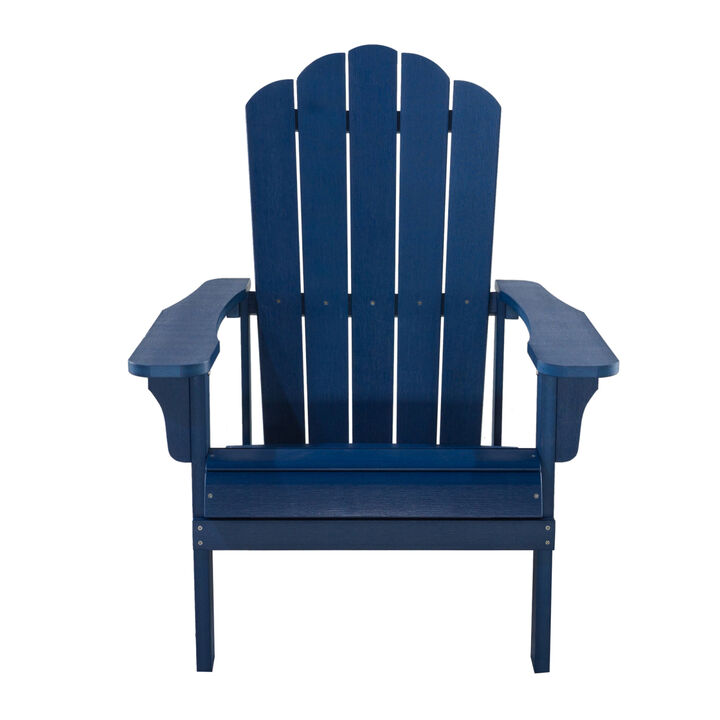 Outdoor Plastic Wood Adirondack Chair, Patio Chair for Deck, Backyards, Lawns, Poolside, and Beaches, Weather Resistant, Blue