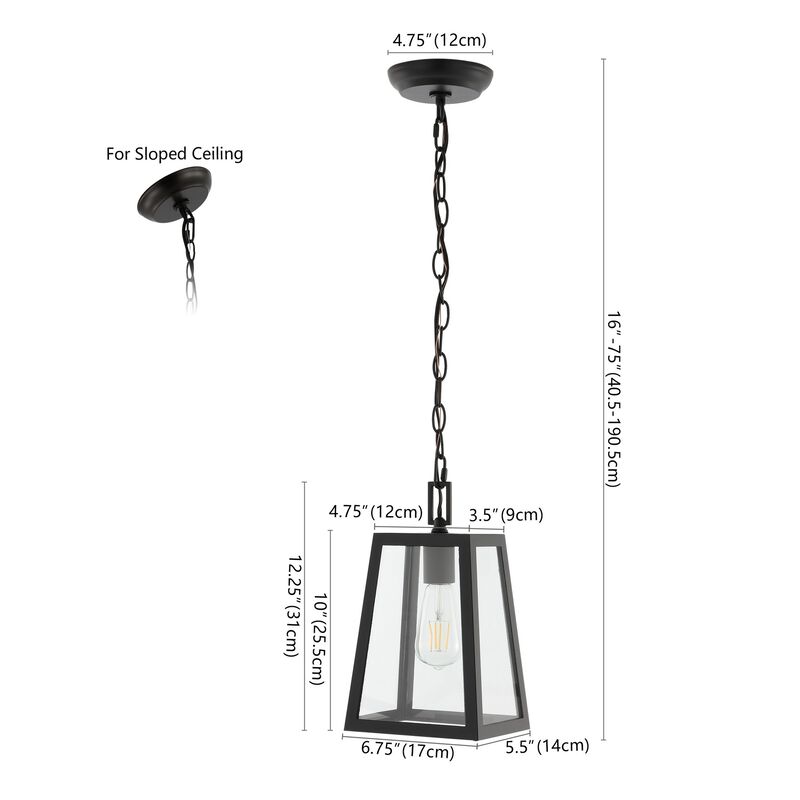 Glendale 6.75" 1-Light Farmhouse Industrial Iron/Glass Outdoor LED Pendant