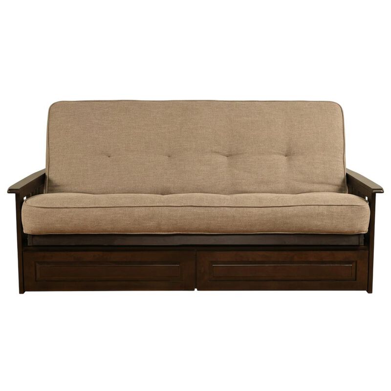 Phoenix Frame-Espresso Finish-Linen Stone Mattress-Storage Drawers image number 0