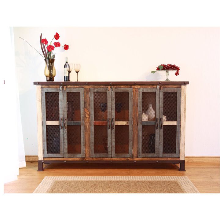 Crafters and Weavers Bayshore 6 Door Sideboard - Mesh Doors - 72