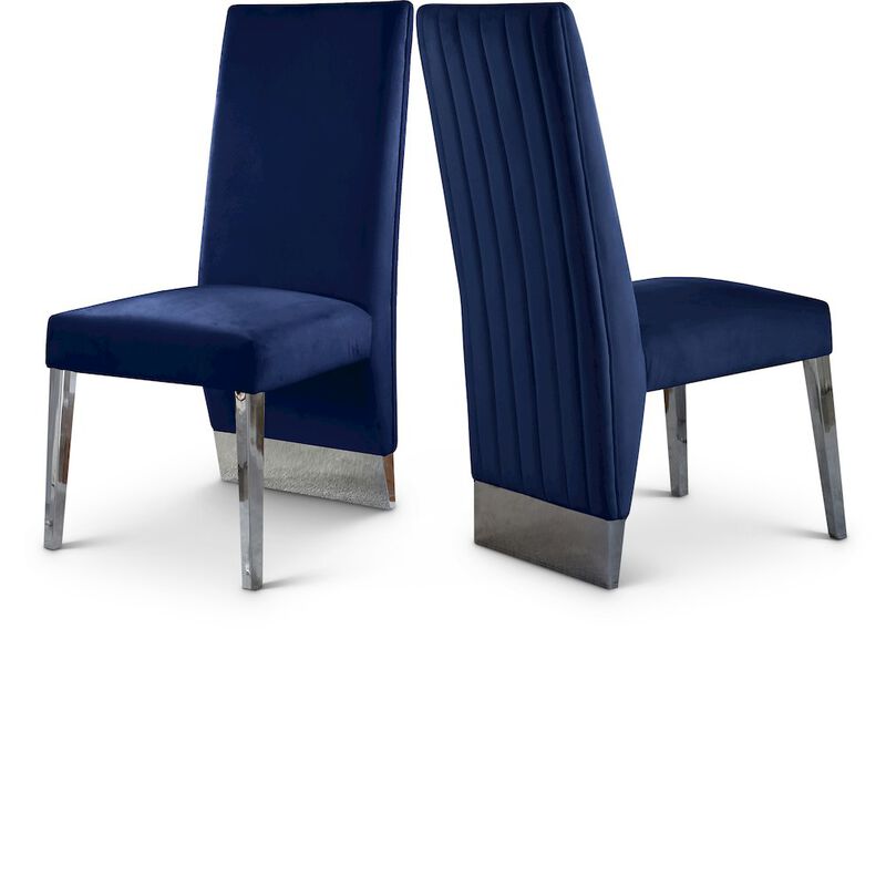 Meridian Furniture Porsha Navy Velvet Dining Chair, Set of 2