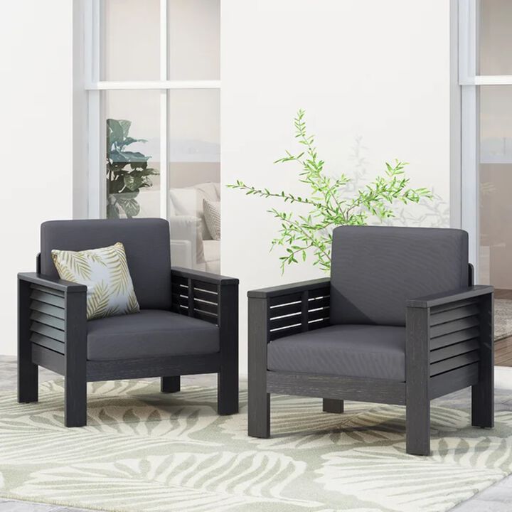 Merax  Outdoor Acacia Wood Club Chairs with Cushions( Set of 2)