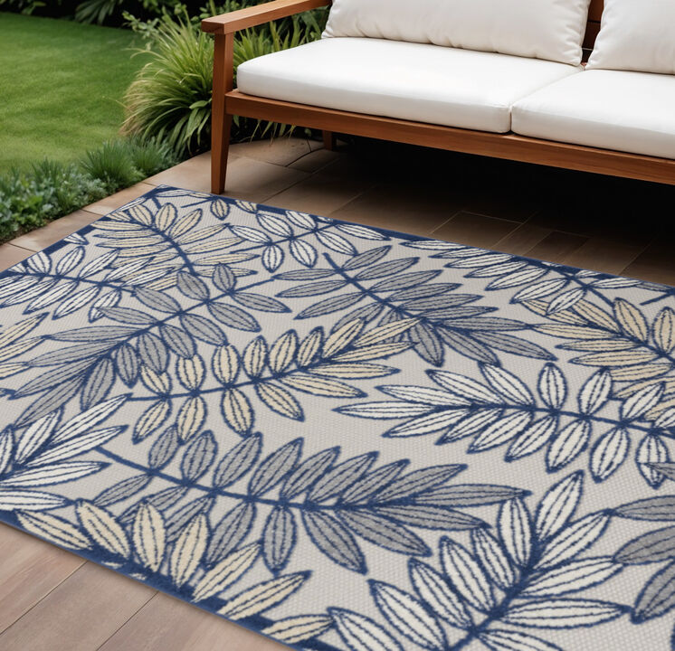 HomeRoots Botanical Leaves Indoor Outdoor Area Rug