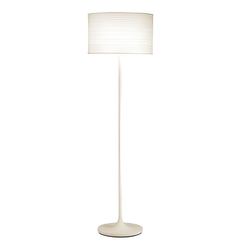 Tall Standing Pole Lamp with Paper Drum Lampshade for Bedroom & Living Room