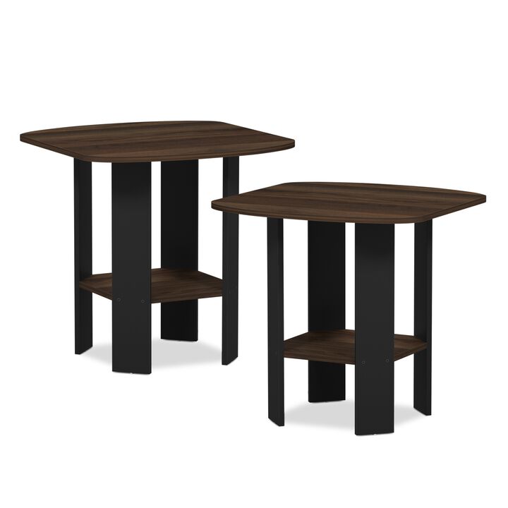 FURINNO Simple Design 2-Pack End Side Table, Columbia Walnut/Black
