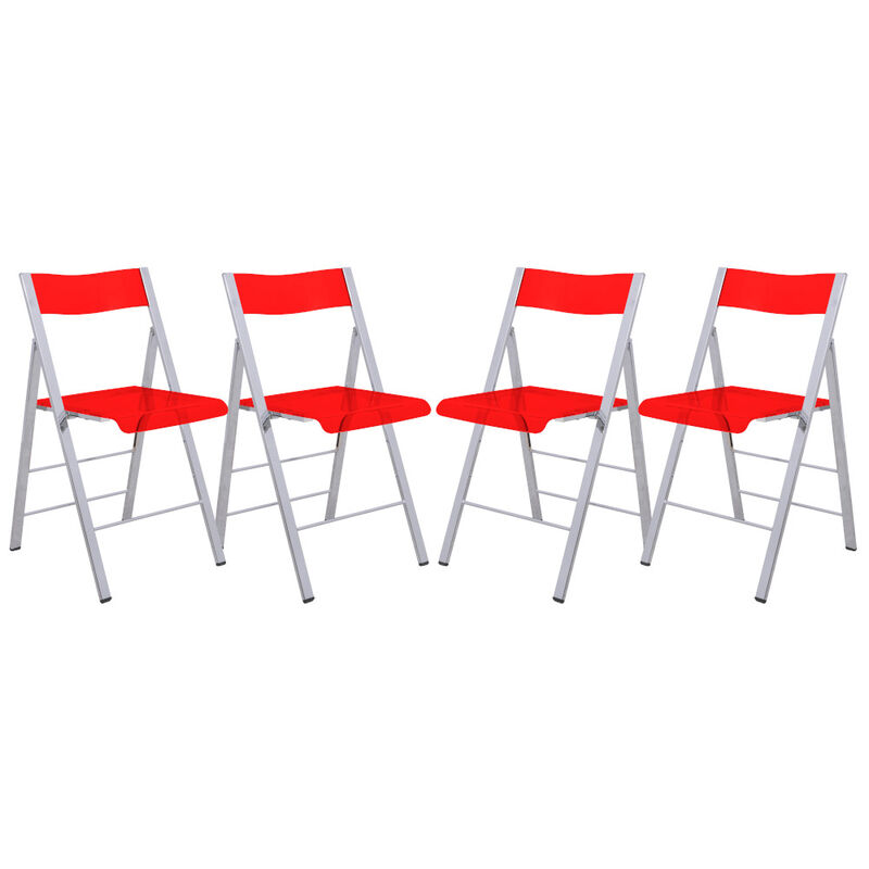 LeisureMod Menno Modern Acrylic Folding Chair, Set of 4