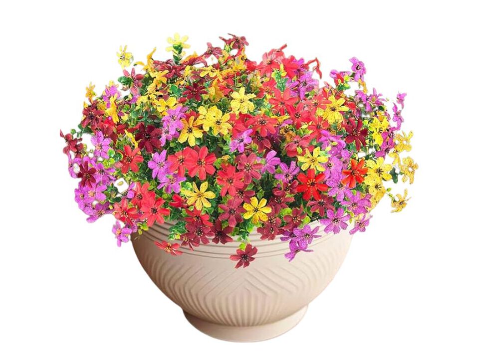 12 Bundle Artificial Daisy Flowers UV Resistant Outdoor Window Box Decor