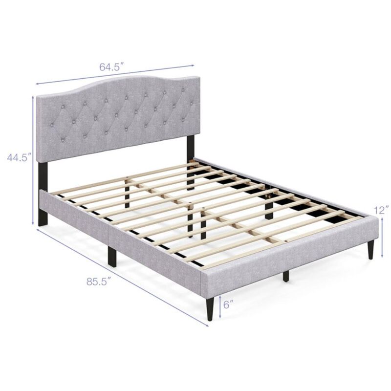 Hivvago Queen Size Upholstered Platform Bed with Button Tufted Headboard