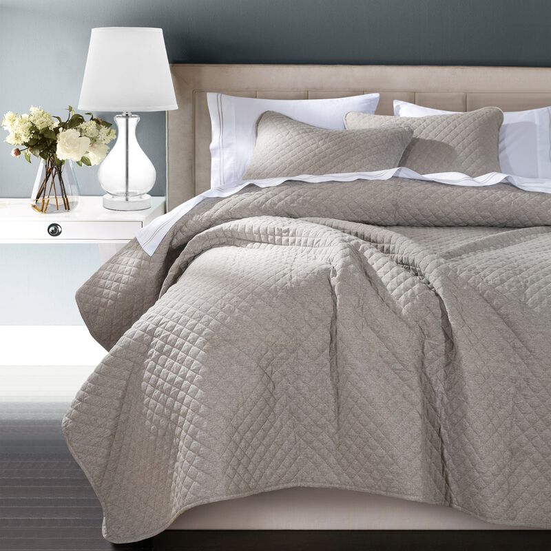 Anna Full/Queen Taupe Quilted Coverlet Set image number 1