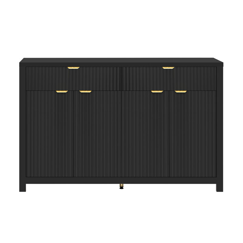 Merax Modern Wave-Pattern Sideboard Cabinet with 2 Drawers and 4 Doors
