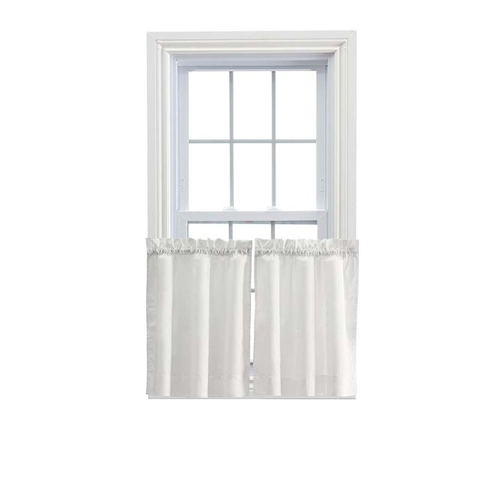 Ellis Stacey 1.5" Rod Pocket High Quality Fabric Solid Color Window Tailored Tier Pair 56"x36" Ice Cream