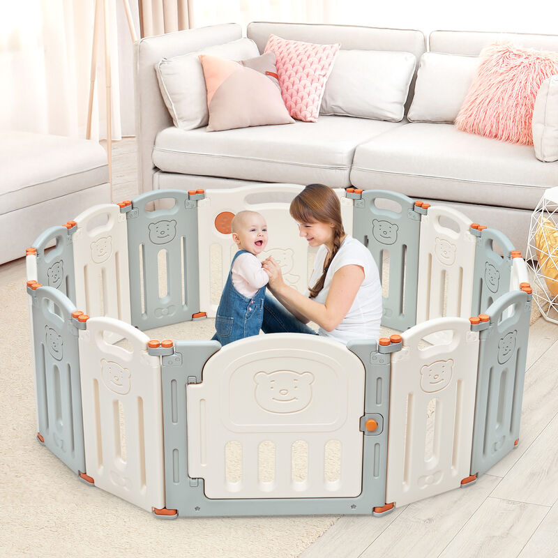 Foldable Baby Playpen 14 Panel Activity Center Safety Play Yard