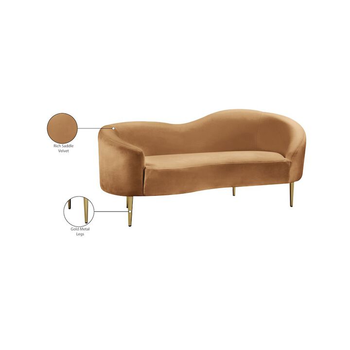 Meridian Furniture Ritz Saddle Velvet Loveseat
