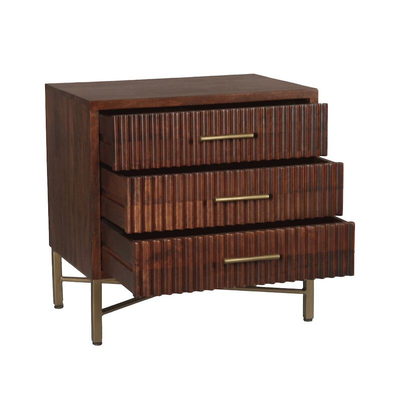 World Interiors Manhattan Retro Mid Century Mango Wood Nightstand image number 3