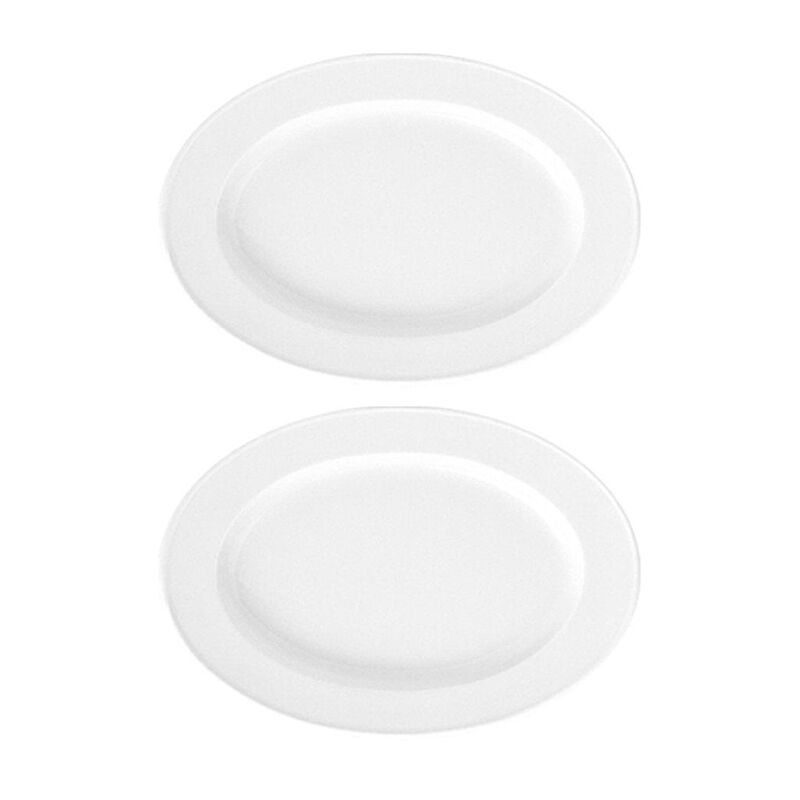 Delta 11" x 7" x h:1" Oval White Porcelain Platter (Set of 2) image number 0
