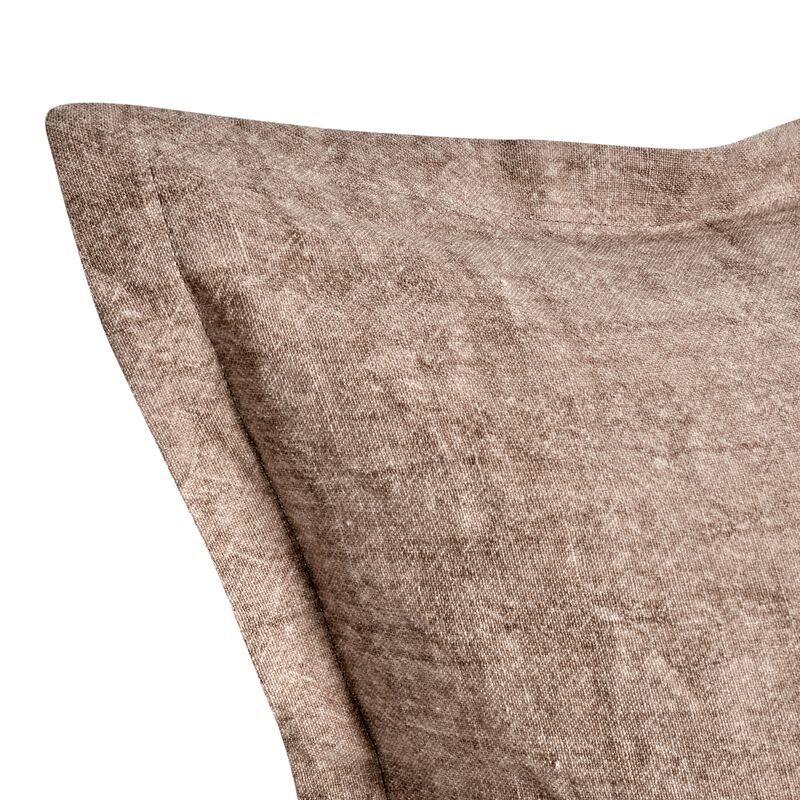 Pixie Throw Pillow, Self Flange, 22 Inch Light Brown Cotton Linen - Benzara