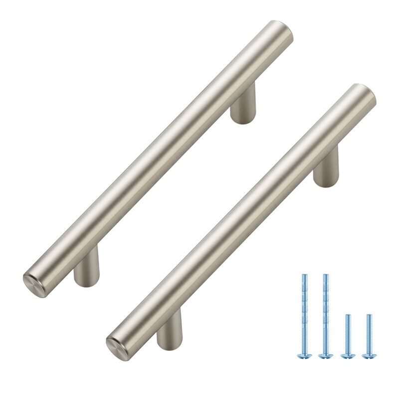 5 Pack 6 Inch Length Kitchen Cabinet Handles with 3.75 Inch Hole Center Brushed Nickel Cabinet Pulls Stainless Steel Drawer Pull