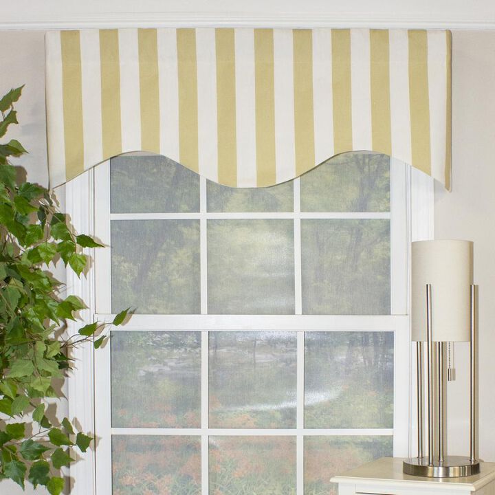 Beach Stripe Style Cornice 3" Rod Pocket Valance 50" x 17" Tan by RLF Home
