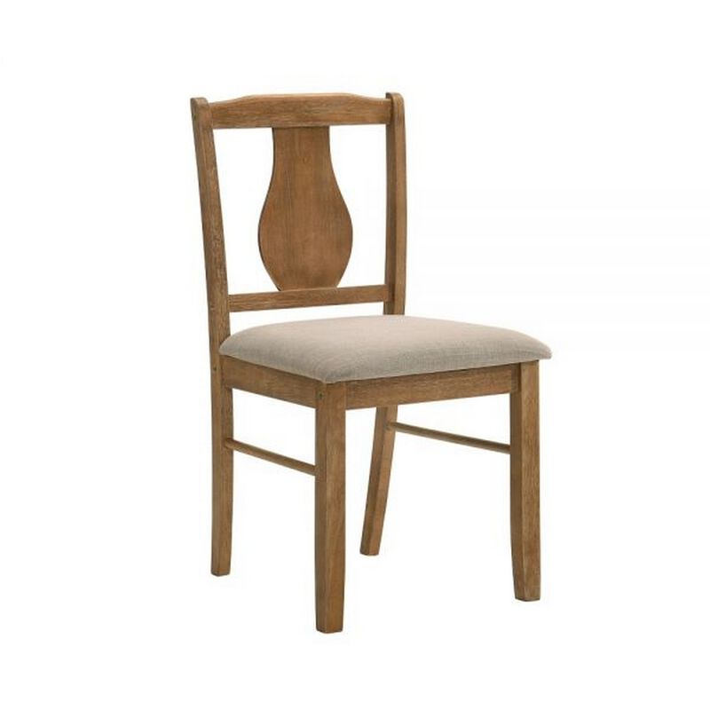 5 Piece Dining Table Set with 4 Chairs, Rubberwood, Weathered Oak