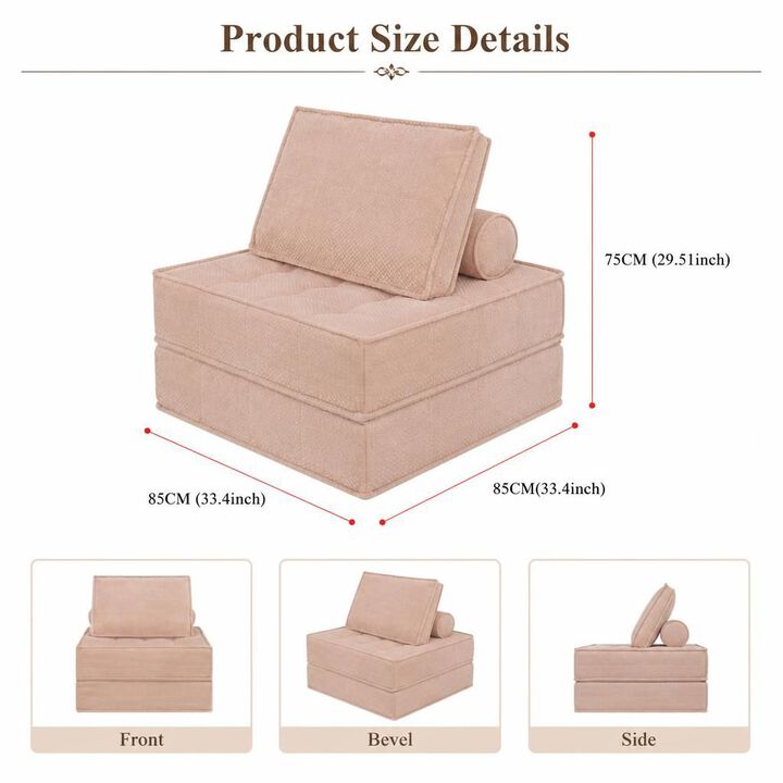 GOODSILO Modular Single Seater Sofa with DIY Multi-Combination Design, Skin-Friendly Fabric for Living Room