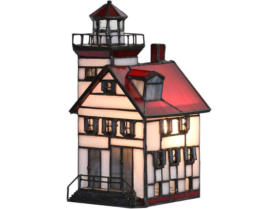 Tiffany Style Lighthouse Stained Glass Table Lamp Decorative Night Light