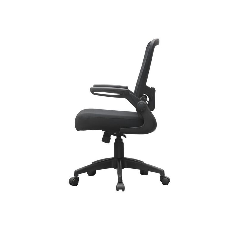 Swivel Task Chair, Mesh Back, Flip Arm, Height Adjustable, Black Fabric image number 5