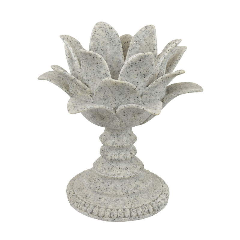 Tabletop D&eacute;cor Candle Holder, Lotus Leaf Sculptural, Speckled Gray, 10 Inch image number 2