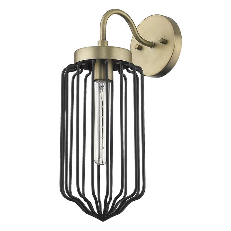 Hivvago Gold and Black Metal Cage Wall Sconce