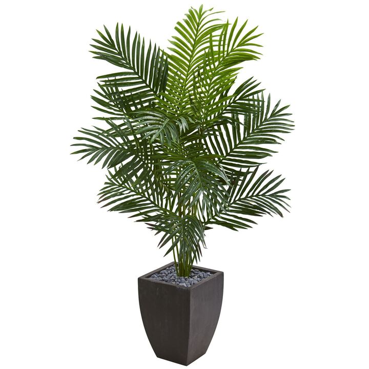 Nearly Natural 5.5-in Paradise Artificial Palm Tree in Black Planter