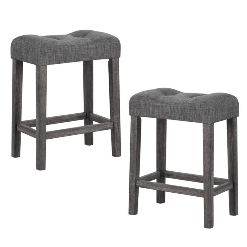 Hivvago 24 Inch Set of 2 Saddle Bar Stools with Padded Seat