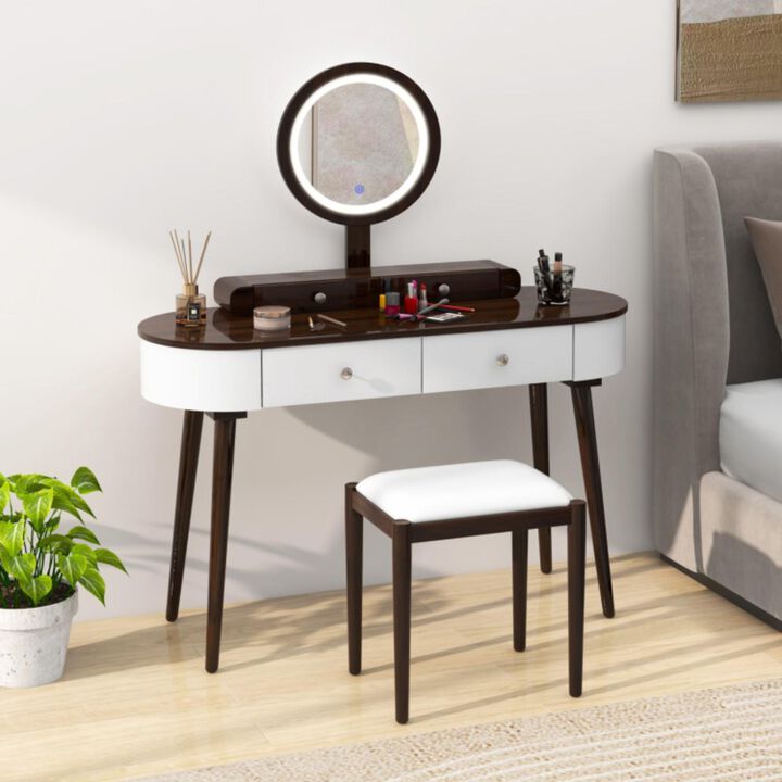 Hivvago Makeup Vanity Table Set with LED Mirror and 3 Spacious Drawers