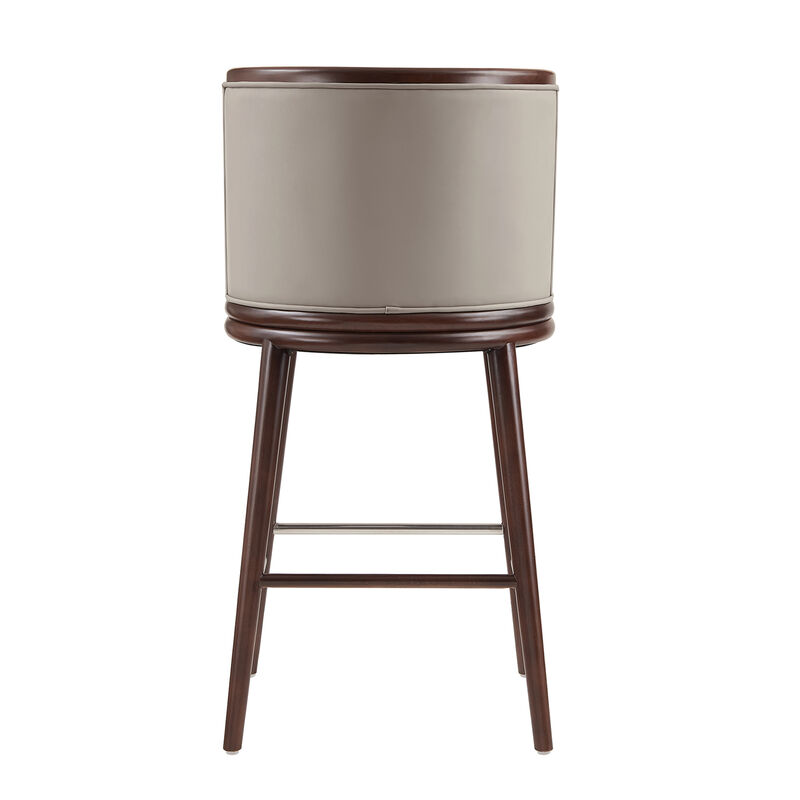 Evalyn Gray Leather Bar Stools (Set of 2)