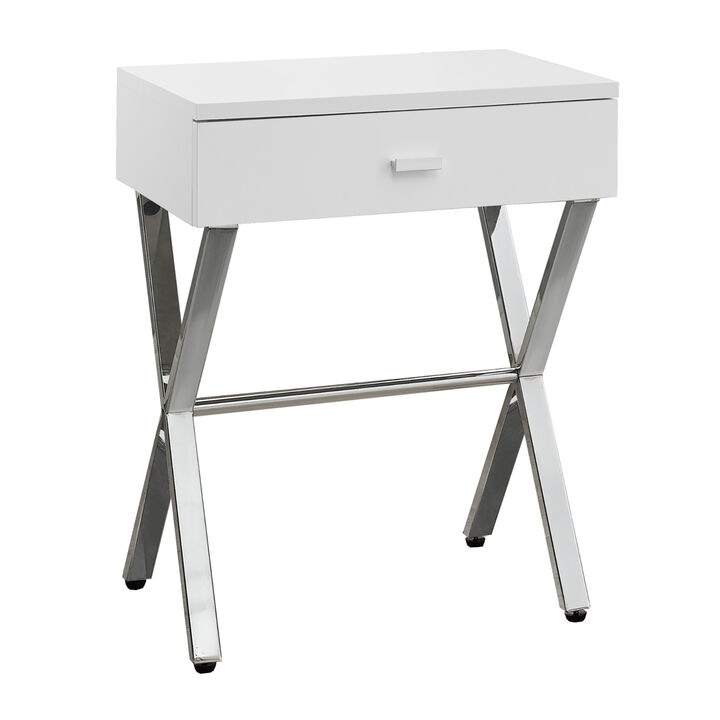 Classic Industrial End Table &ndash; Wooden Top Metal Frame with Drawer Storage