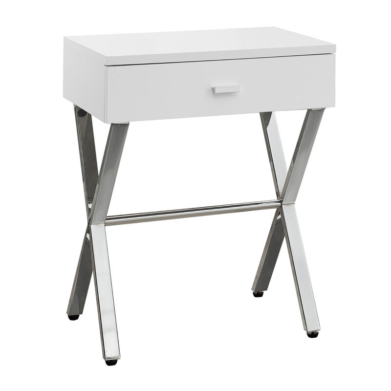 Classic Industrial End Table &ndash; Wooden Top Metal Frame with Drawer Storage