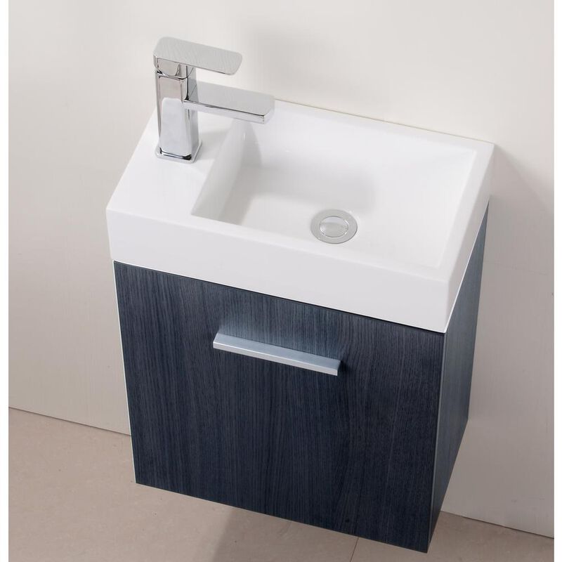 Kubebath Bliss 18 Gray Oak Wall Mount Modern Bathroom Vanity