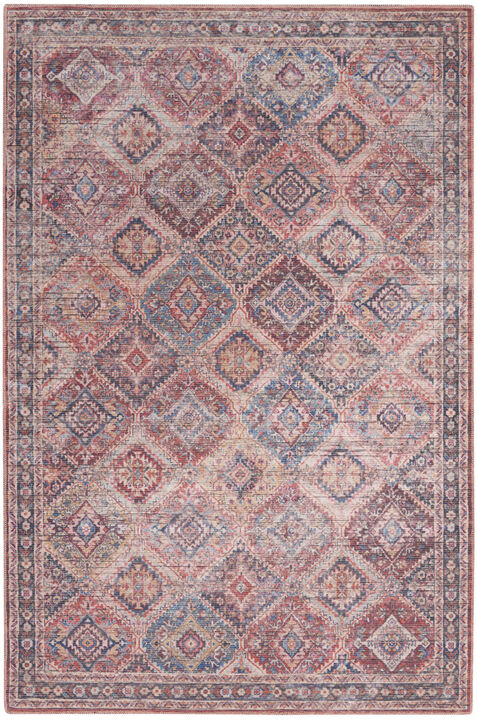4 X 6 Multicolor Oriental Power Loom Distressed Washable Area Rug
