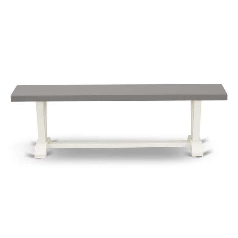 East West Furniture V-Style Mid Century Modern Dining Bench with Solid Wood Seat, 60x15x18 Inch, VB096