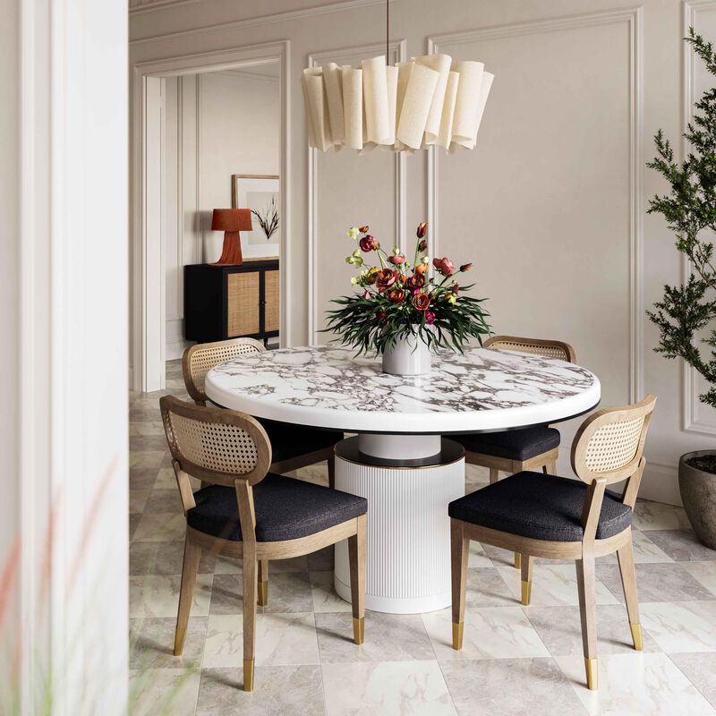 Casafoyer Cosette Black Performance Linen Dining Chair image number 1