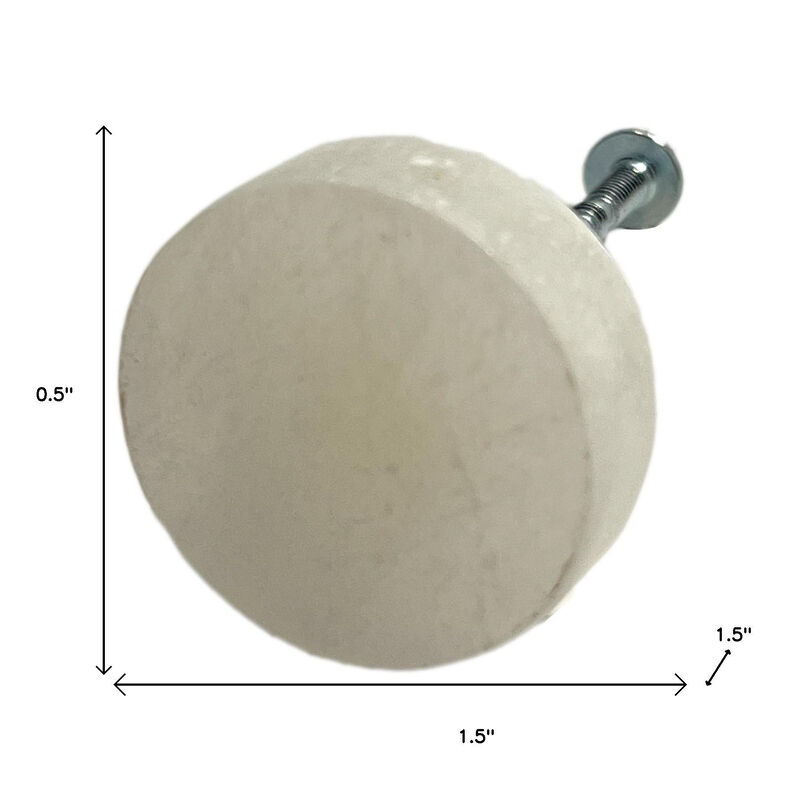 HomeRoots Set of Six Off White Stone Disc Drawer Pull Knobs image number 5