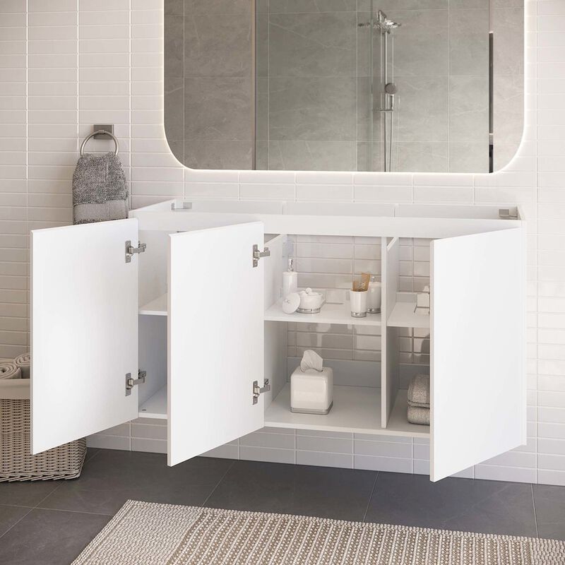 Modway Vitality 47" Particleboard Melamine Wall-Mount Bathroom Vanity in White image number 8